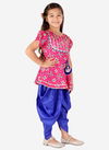 Rani And Blue Colour KID1 Mira Frilly Festive Wear Sleeves Peplum Top with Dhoti Girls Collection K22DG165RABL